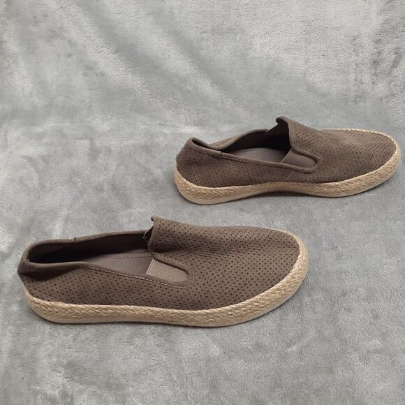 Esprit Womens Shoes 8 Slip On Espadrille Flat Perforated Loafer Brown Fabric - Picture 4 of 9
